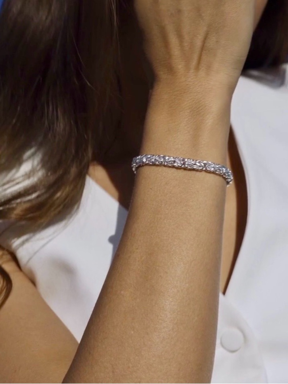 MIRABELLA Byzantine Bracelet in Sterling Silver, 6mm NEW IN BOX